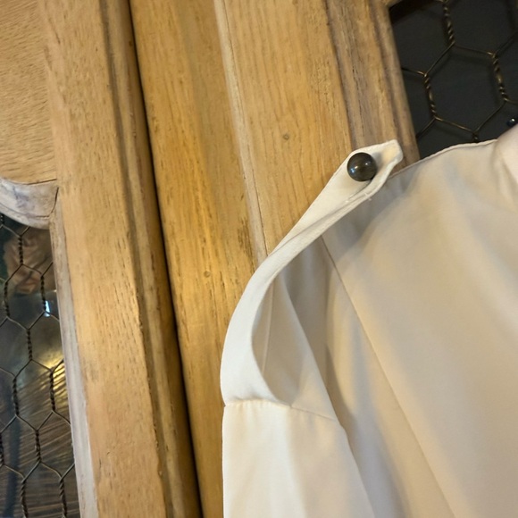 Lafayette 148 Silk New York Ivory Button-Down Shirt - Picture 4 of 7